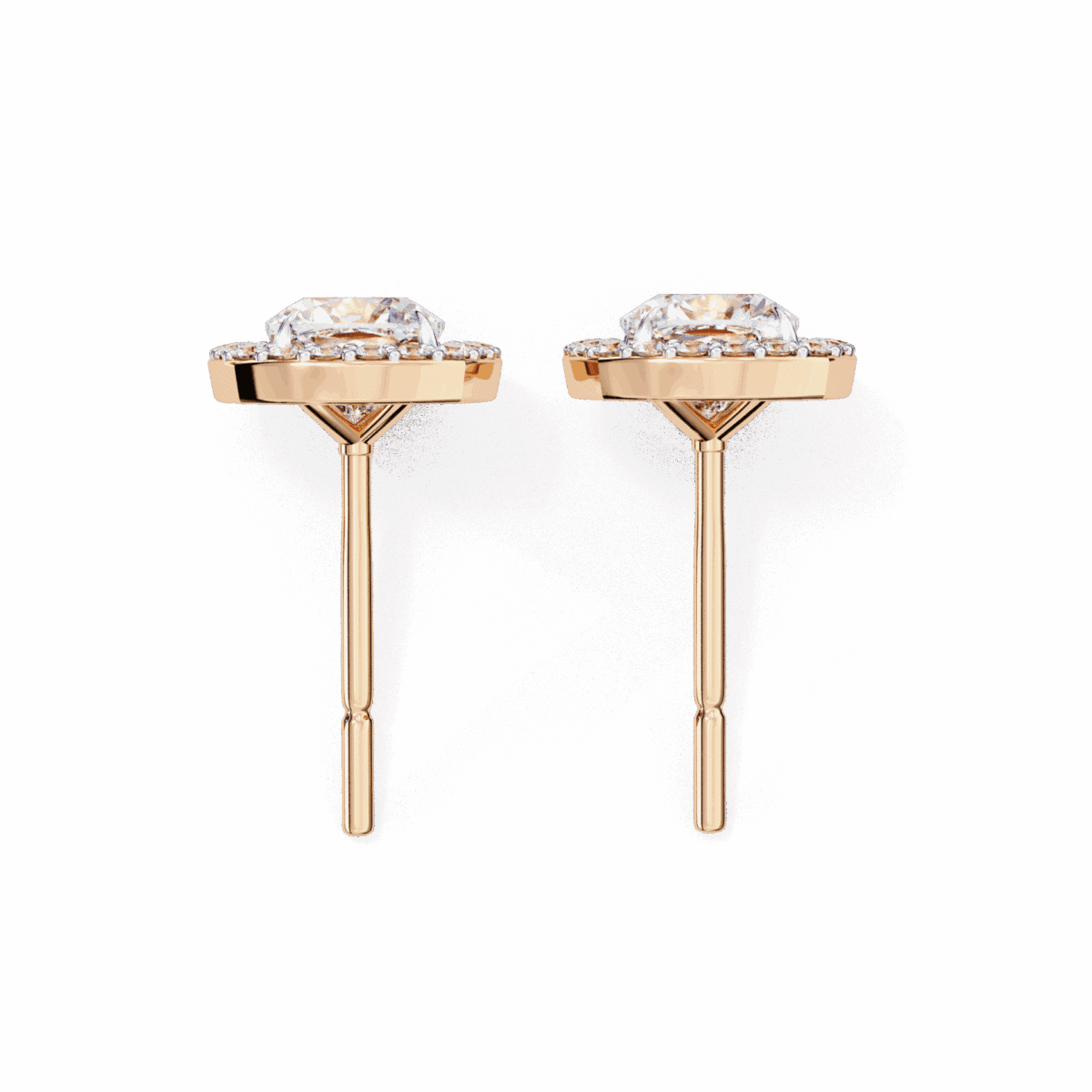 1 Carat Cushion and Round Diamond Stud Earrings  Image 18
