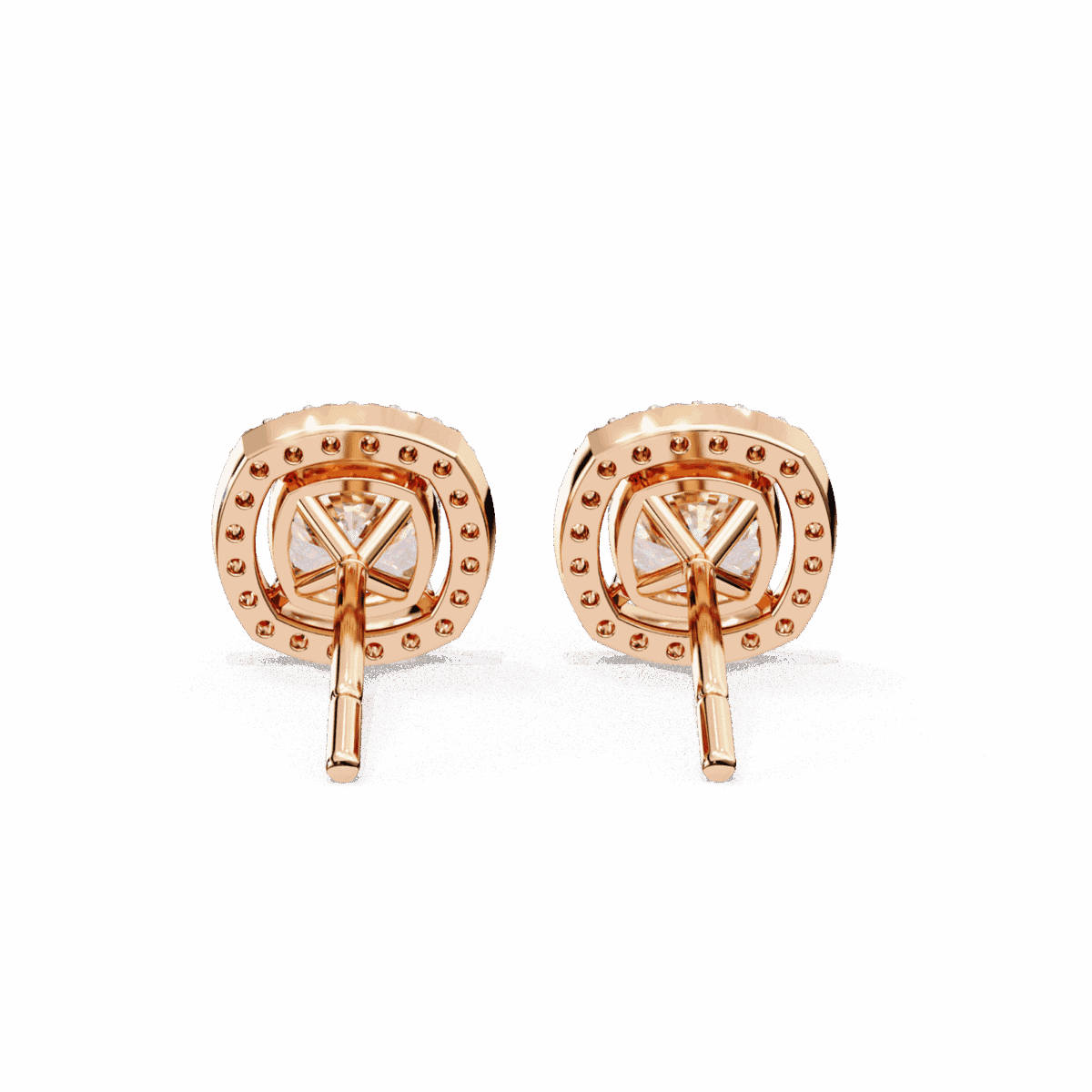 1 Carat Cushion and Round Diamond Stud Earrings  Image 19