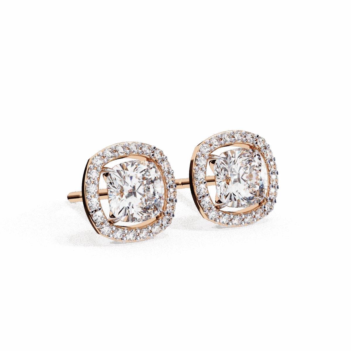 1 Carat Cushion and Round Diamond Stud Earrings  Image 20