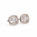 1 Carat Cushion and Round Diamond Stud Earrings - Image 20