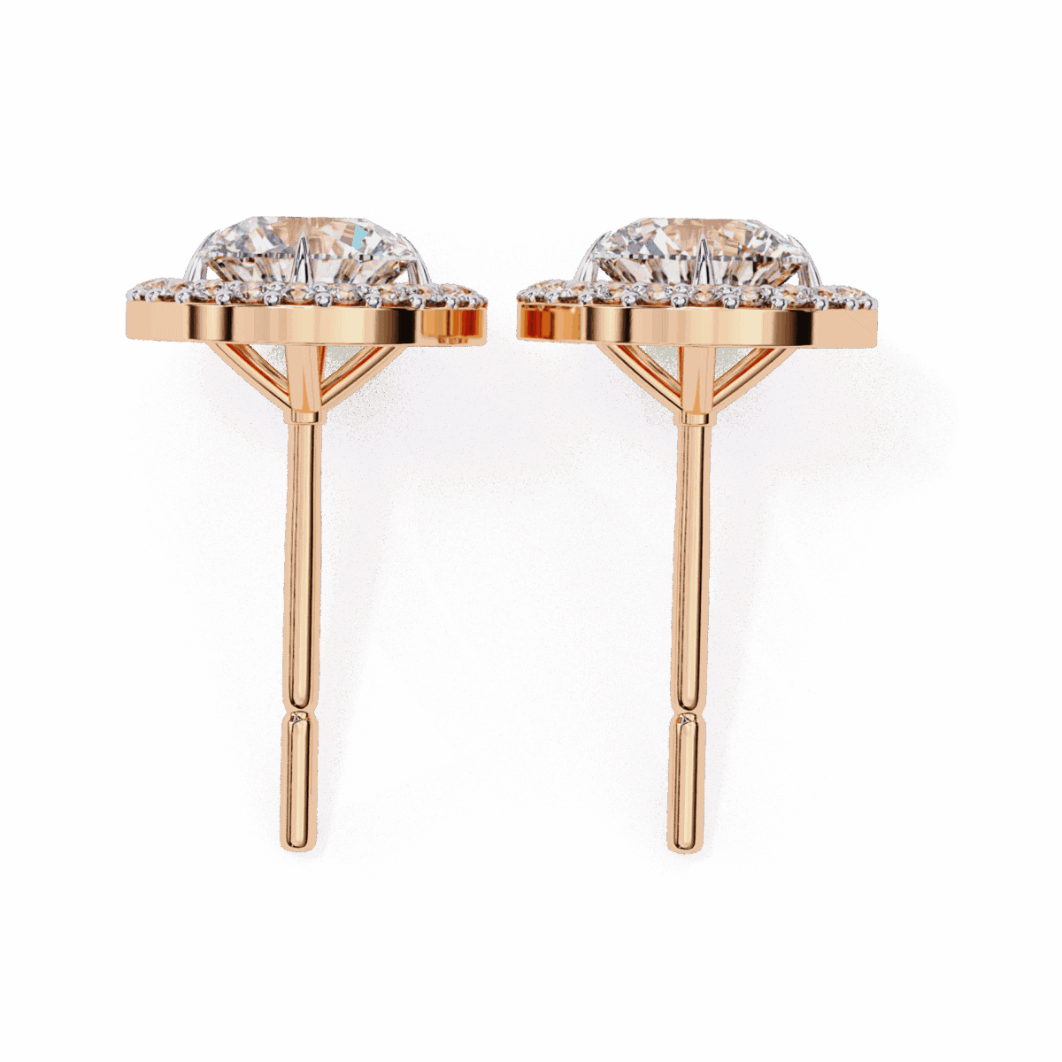 1 Carat Oval and Round Halo Diamond Stud Earrings  Image 18