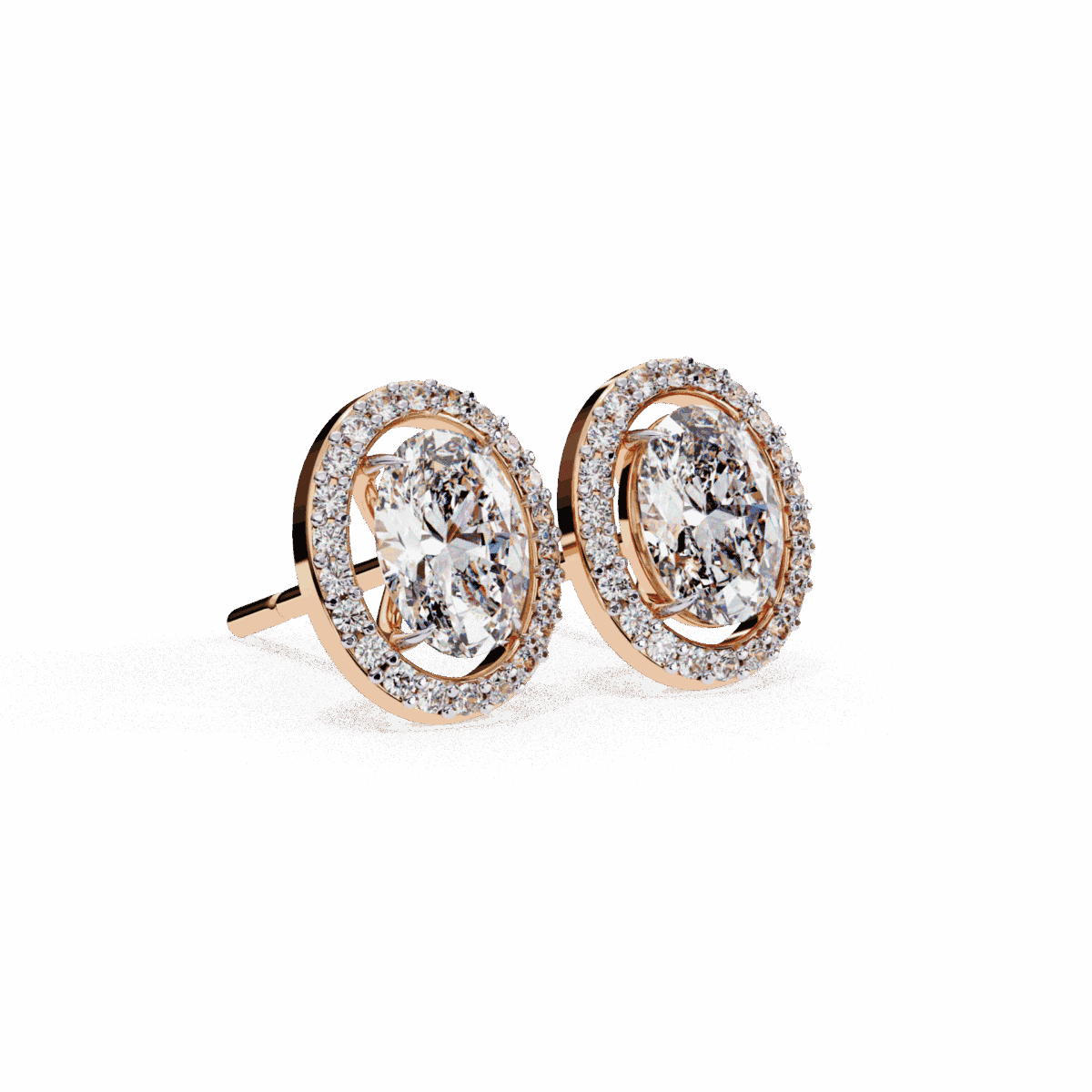 1 Carat Oval and Round Halo Diamond Stud Earrings  Image 20