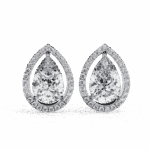 0.8 Carat Pear and Round Halo Diamond Stud Earrings