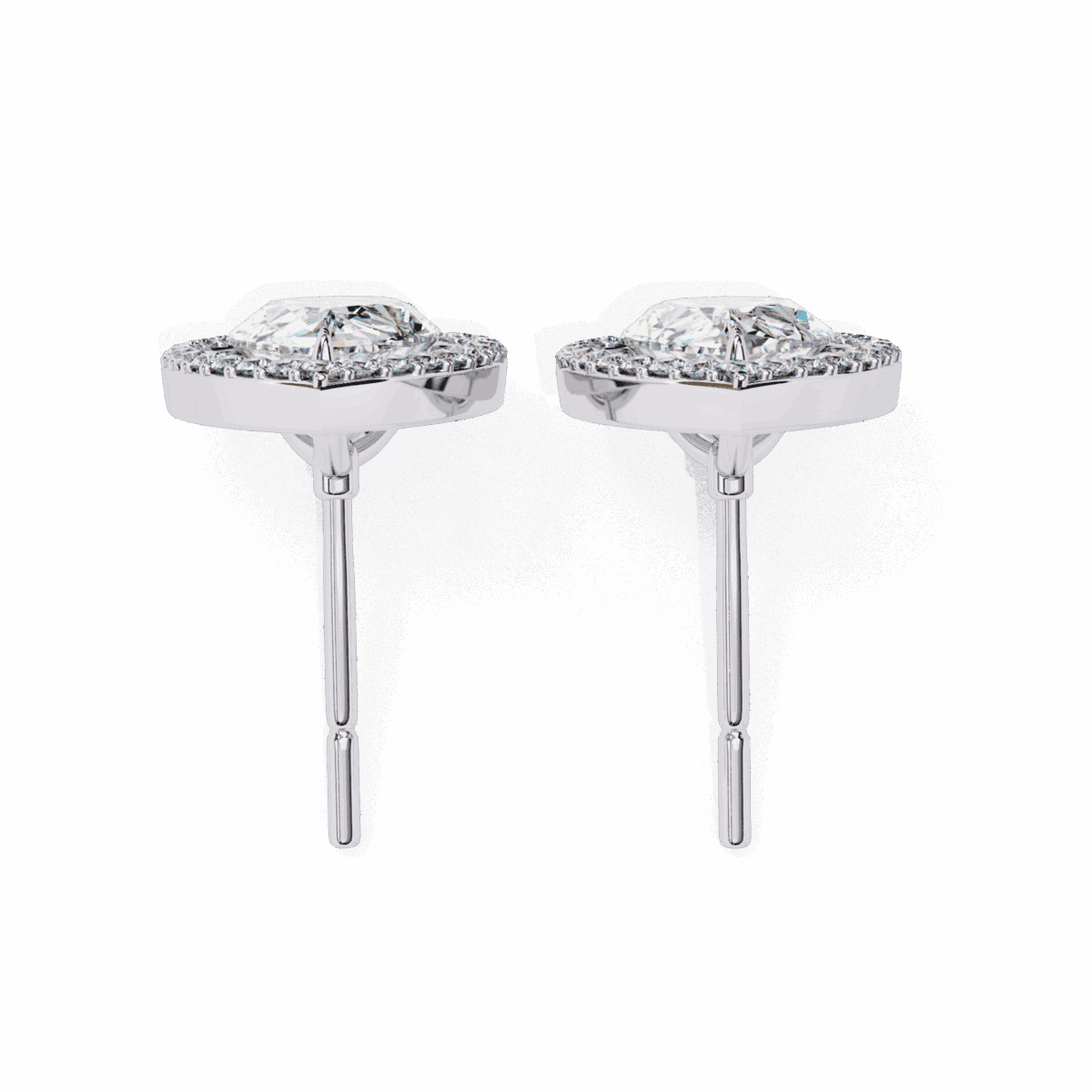 0.8 Carat Pear and Round Halo Diamond Stud Earrings  Image 4