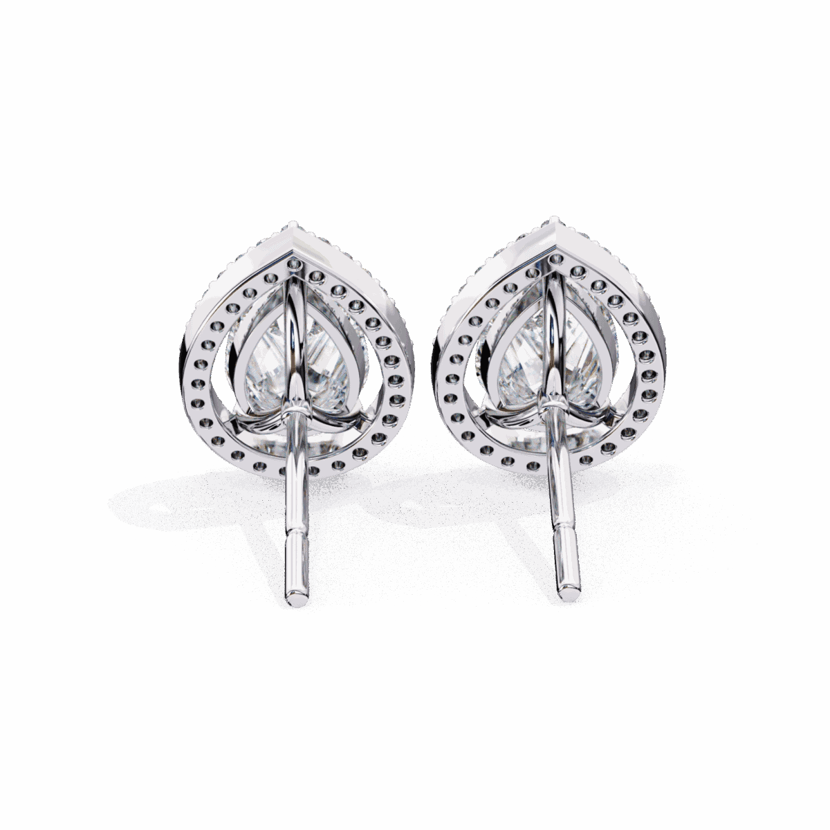 0.8 Carat Pear and Round Halo Diamond Stud Earrings  Image 5