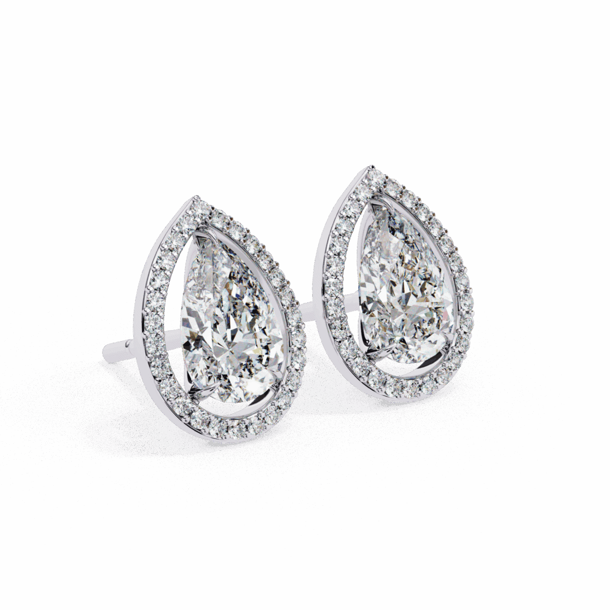 0.8 Carat Pear and Round Halo Diamond Stud Earrings  Image 6