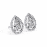 0.8 Carat Pear and Round Halo Diamond Stud Earrings - Image 6
