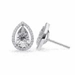 0.8 Carat Pear and Round Halo Diamond Stud Earrings - Image 7
