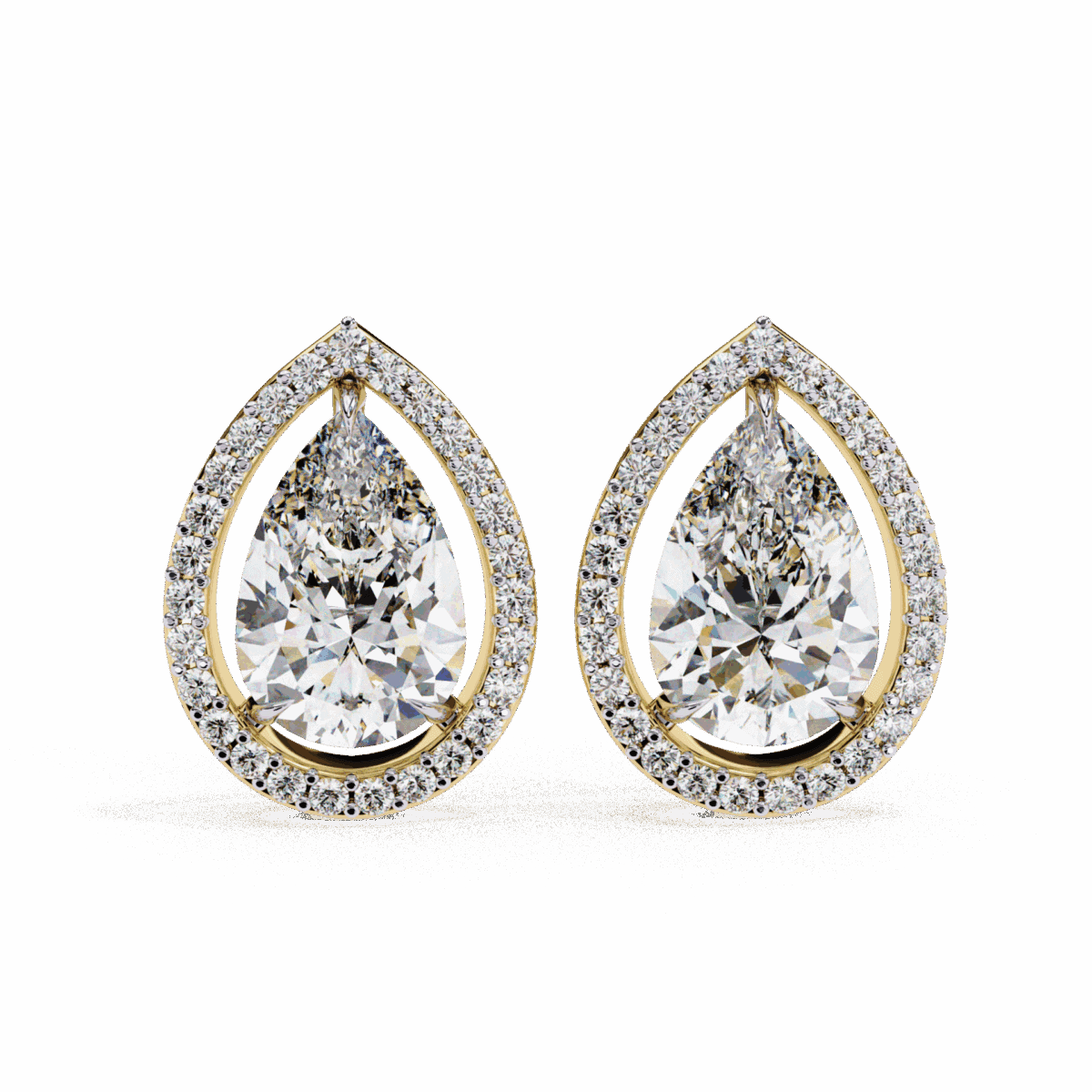 0.8 Carat Pear and Round Halo Diamond Stud Earrings  Image 8