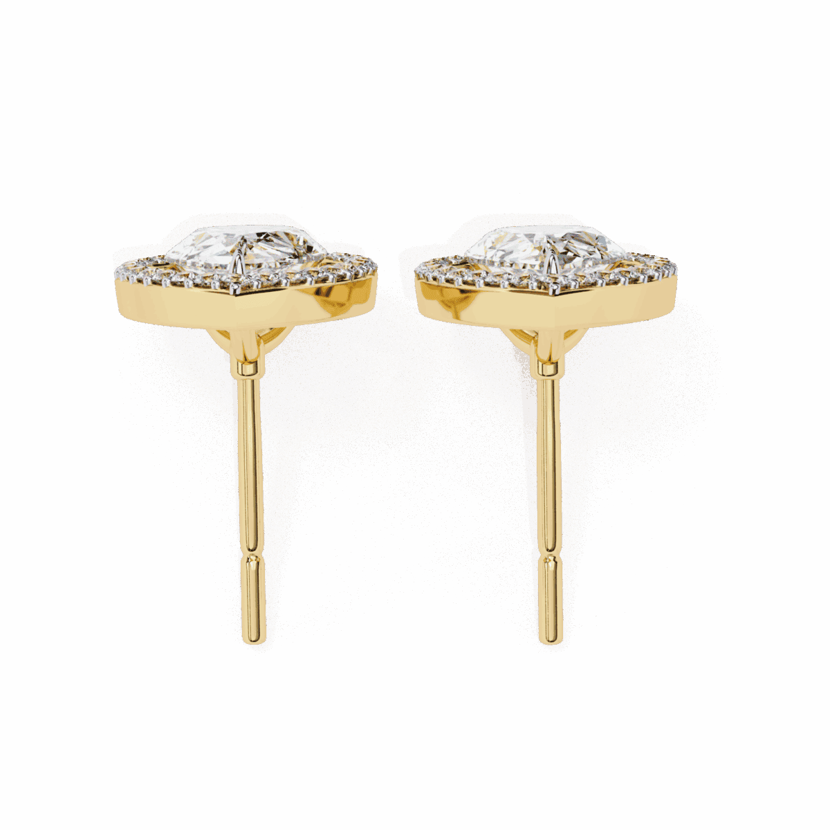 0.8 Carat Pear and Round Halo Diamond Stud Earrings  Image 11