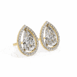 0.8 Carat Pear and Round Halo Diamond Stud Earrings - Image 13