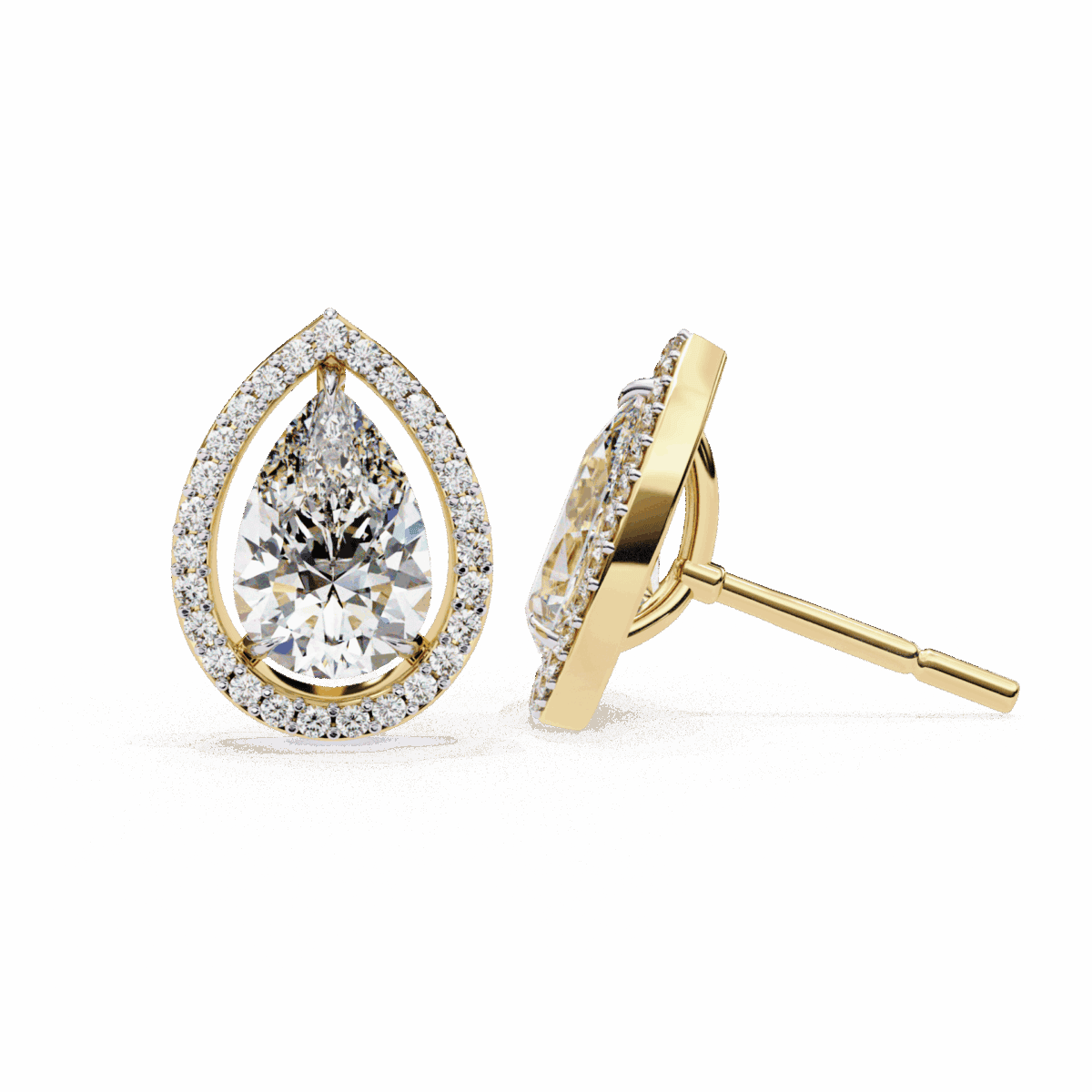 0.8 Carat Pear and Round Halo Diamond Stud Earrings  Image 14