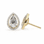 0.8 Carat Pear and Round Halo Diamond Stud Earrings - Image 14