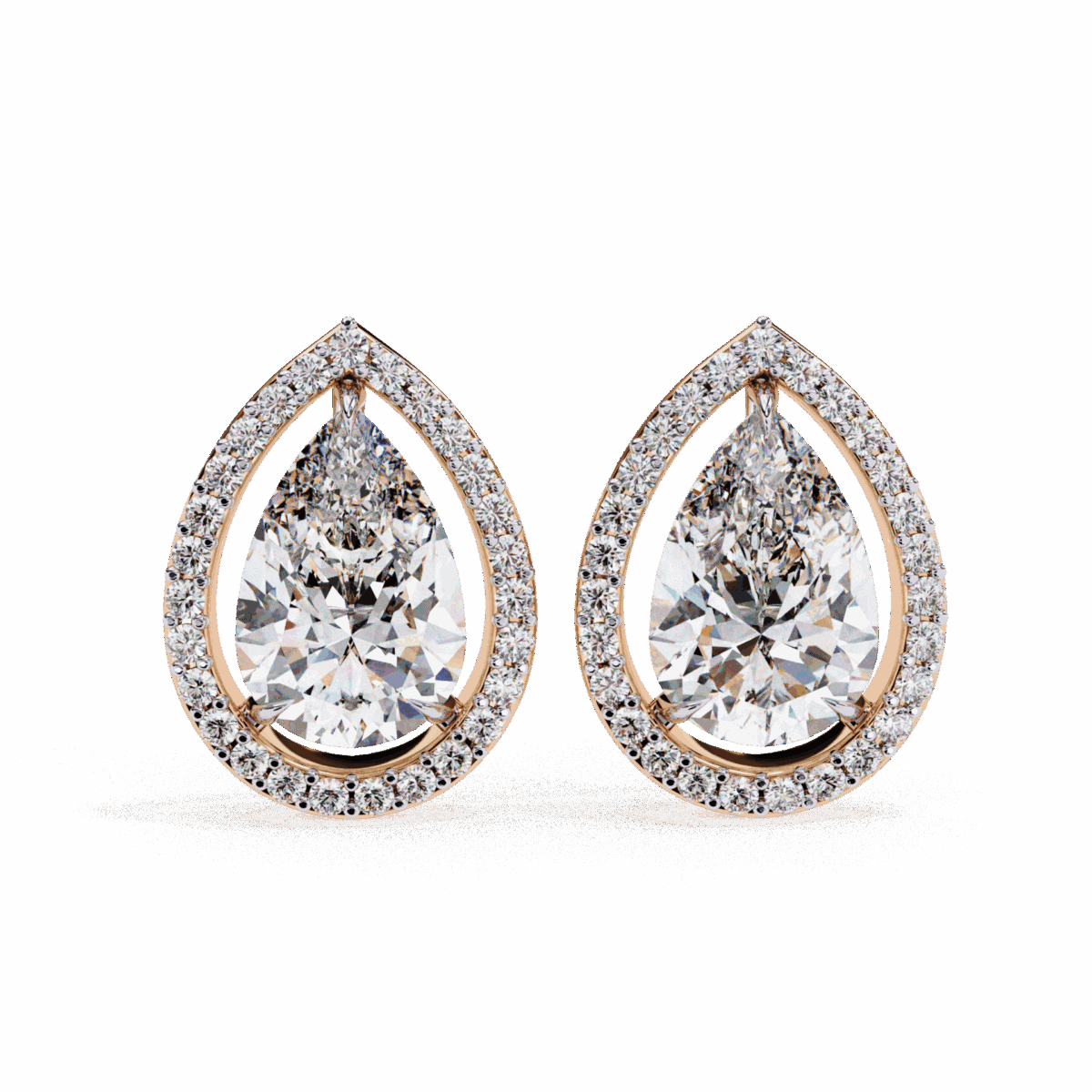 0.8 Carat Pear and Round Halo Diamond Stud Earrings  Image 15