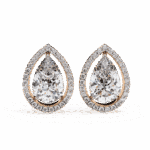 0.8 Carat Pear and Round Halo Diamond Stud Earrings - Image 15