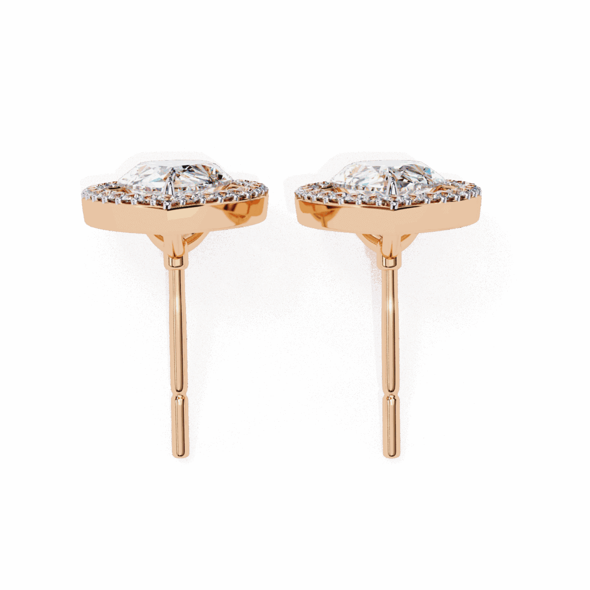 0.8 Carat Pear and Round Halo Diamond Stud Earrings  Image 18