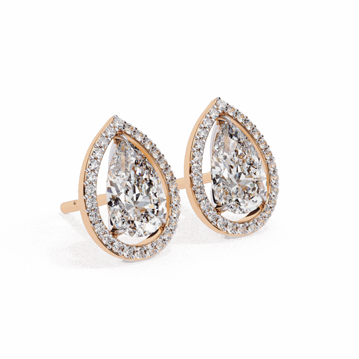 0.8 Carat Pear and Round Halo Diamond Stud Earrings  Image 20