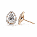 0.8 Carat Pear and Round Halo Diamond Stud Earrings - Image 21