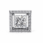 0.8 Carat Princess and Round Halo Diamond Stud Earrings - Image 3