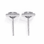 0.8 Carat Princess and Round Halo Diamond Stud Earrings - Image 4