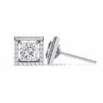 0.8 Carat Princess and Round Halo Diamond Stud Earrings - Image 7