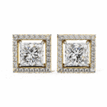 0.8 Carat Princess and Round Halo Diamond Stud Earrings - Image 8