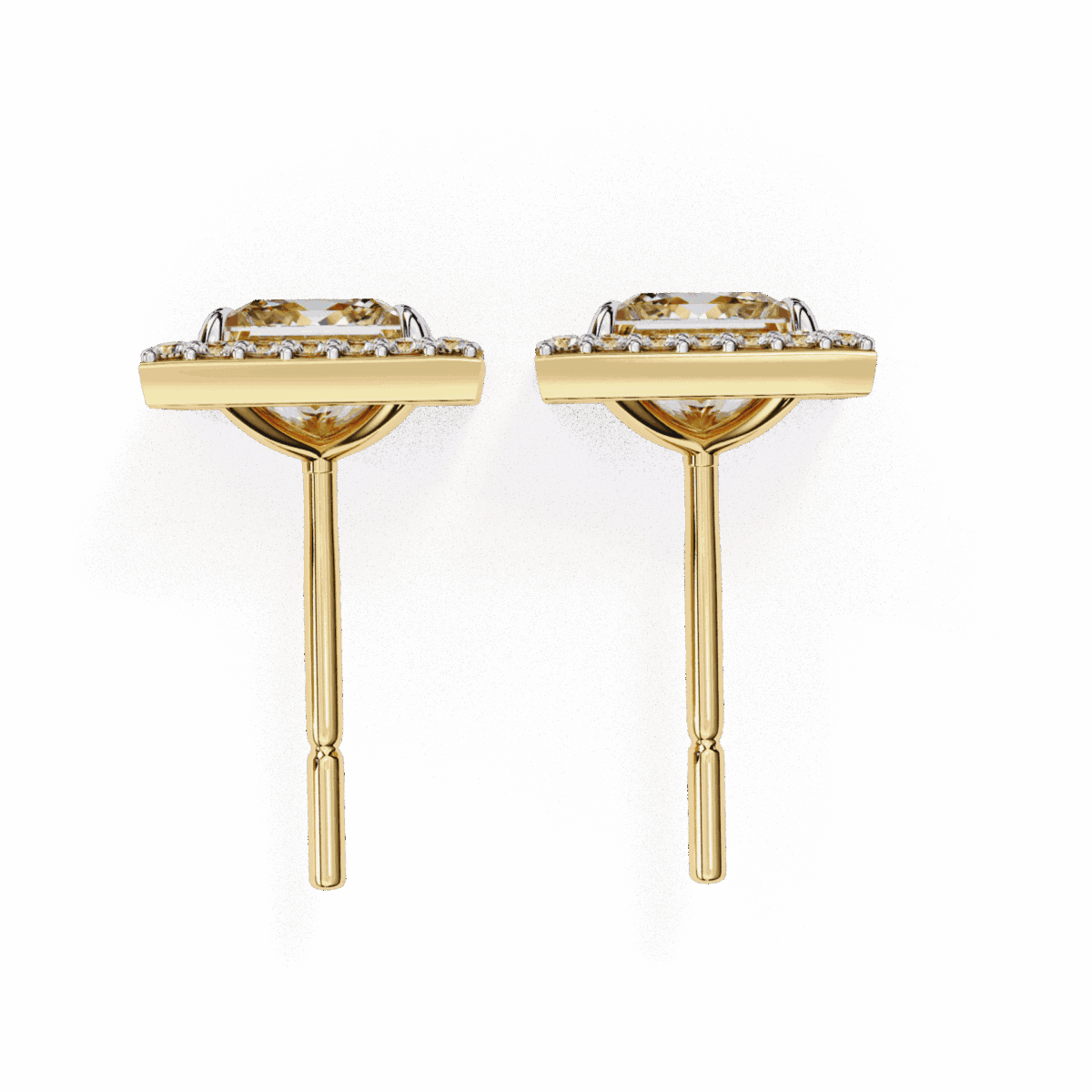 0.8 Carat Princess and Round Halo Diamond Stud Earrings  Image 11