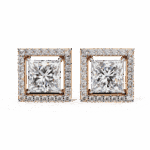 0.8 Carat Princess and Round Halo Diamond Stud Earrings - Image 15