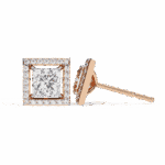 0.8 Carat Princess and Round Halo Diamond Stud Earrings - Image 21