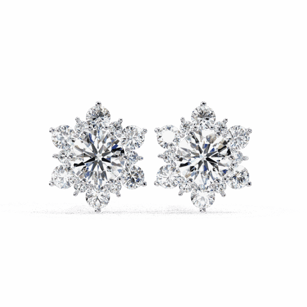 1.5 Carat Minimal Round Trio Diamond Stud Earrings