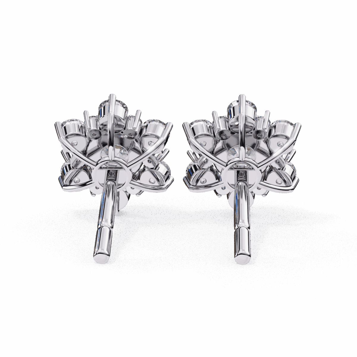 1.5 Carat Minimal Round Trio Diamond Stud Earrings  Image 5