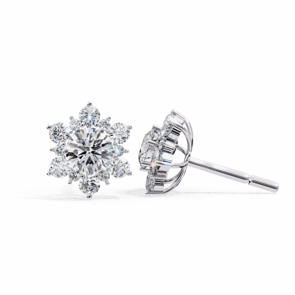 1.5 Carat Minimal Round Trio Diamond Stud Earrings  Image 7