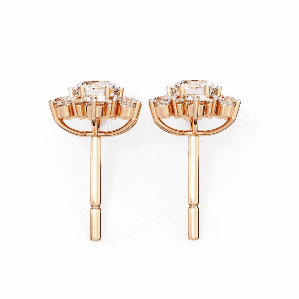 1.5 Carat Minimal Round Trio Diamond Stud Earrings  Image 17