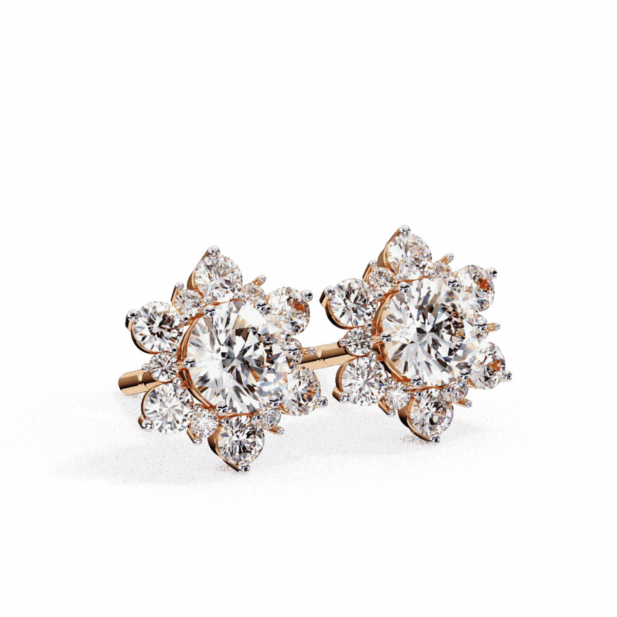 1.5 Carat Minimal Round Trio Diamond Stud Earrings  Image 19