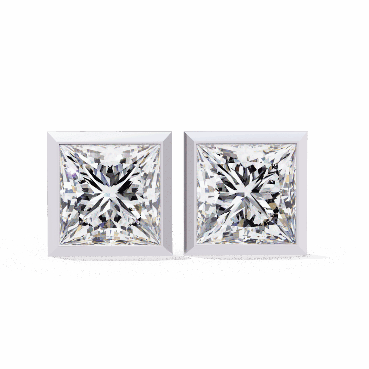 1.75 Carat Princess Solitaire Diamond Earrings  Image 1