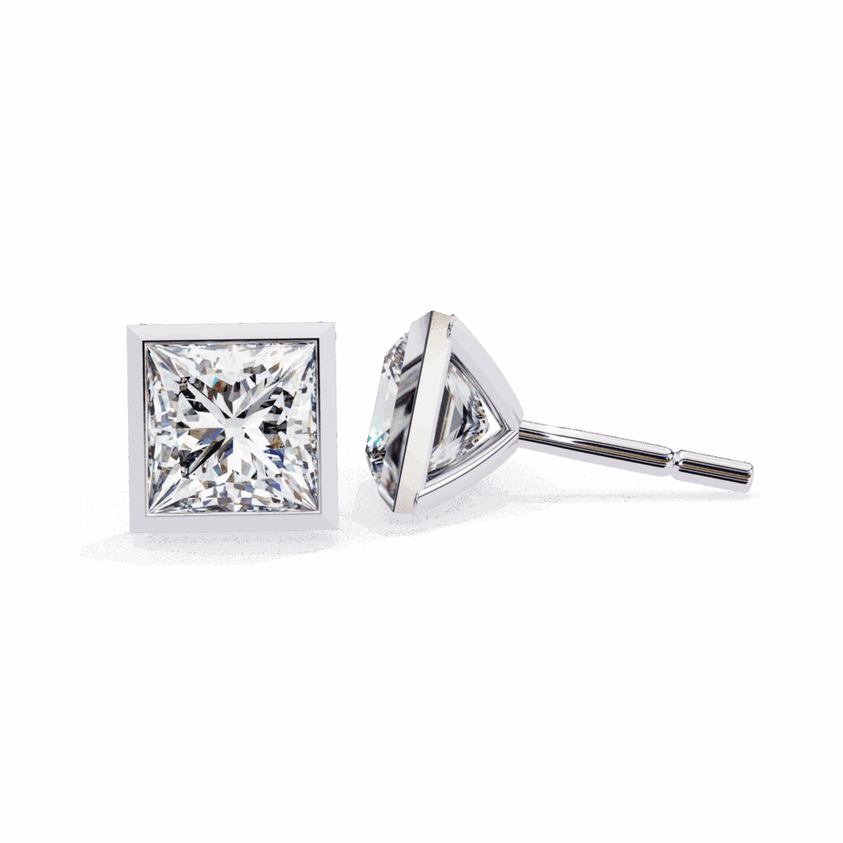 1.75 Carat Princess Solitaire Diamond Earrings  Image 7