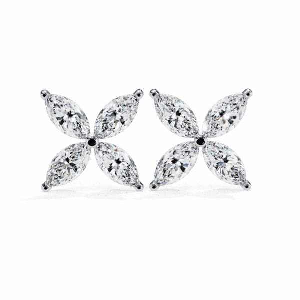 0.9 Carat Marquise Diamond Cluster Stud Earrings