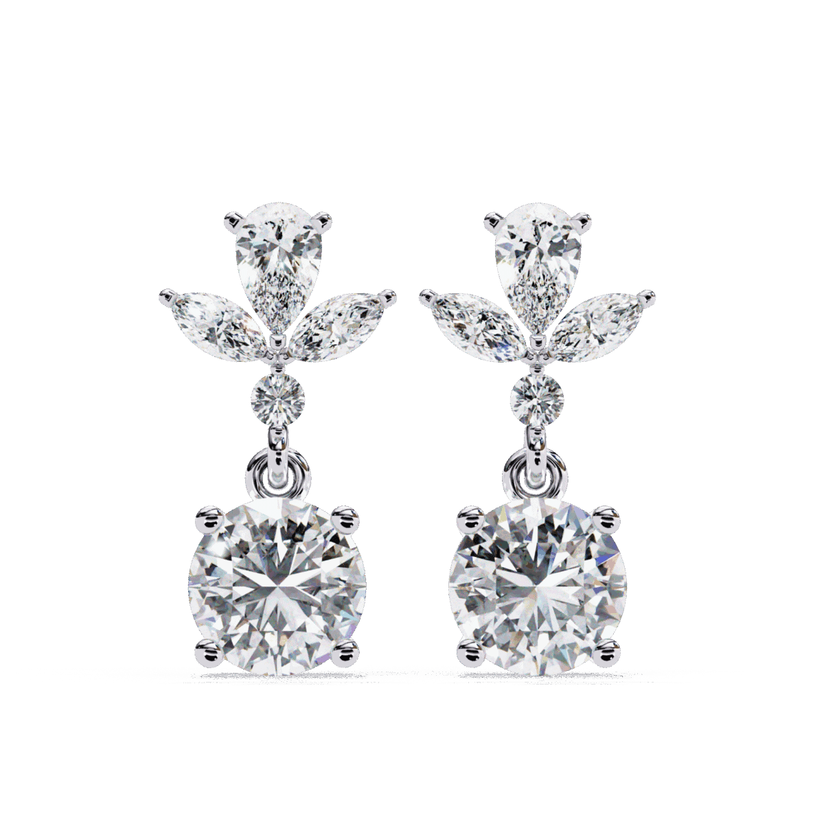 1.25 Carat Radiant Marquise & Pear Diamond Dangle Earrings  Image 1
