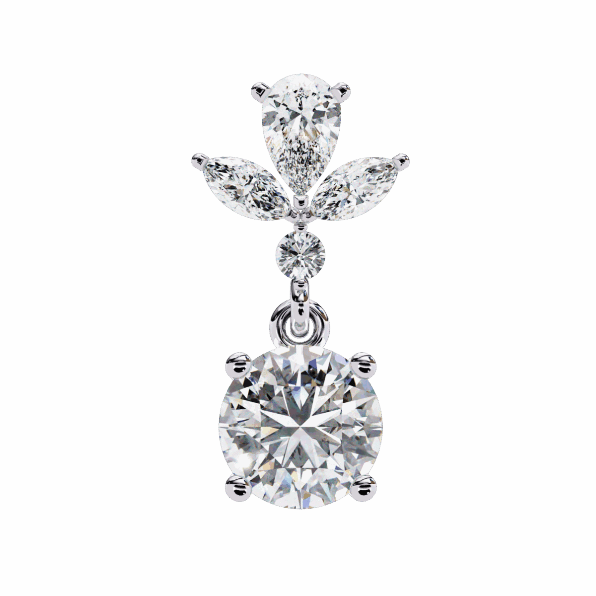 1.25 Carat Radiant Marquise & Pear Diamond Dangle Earrings  Image 3