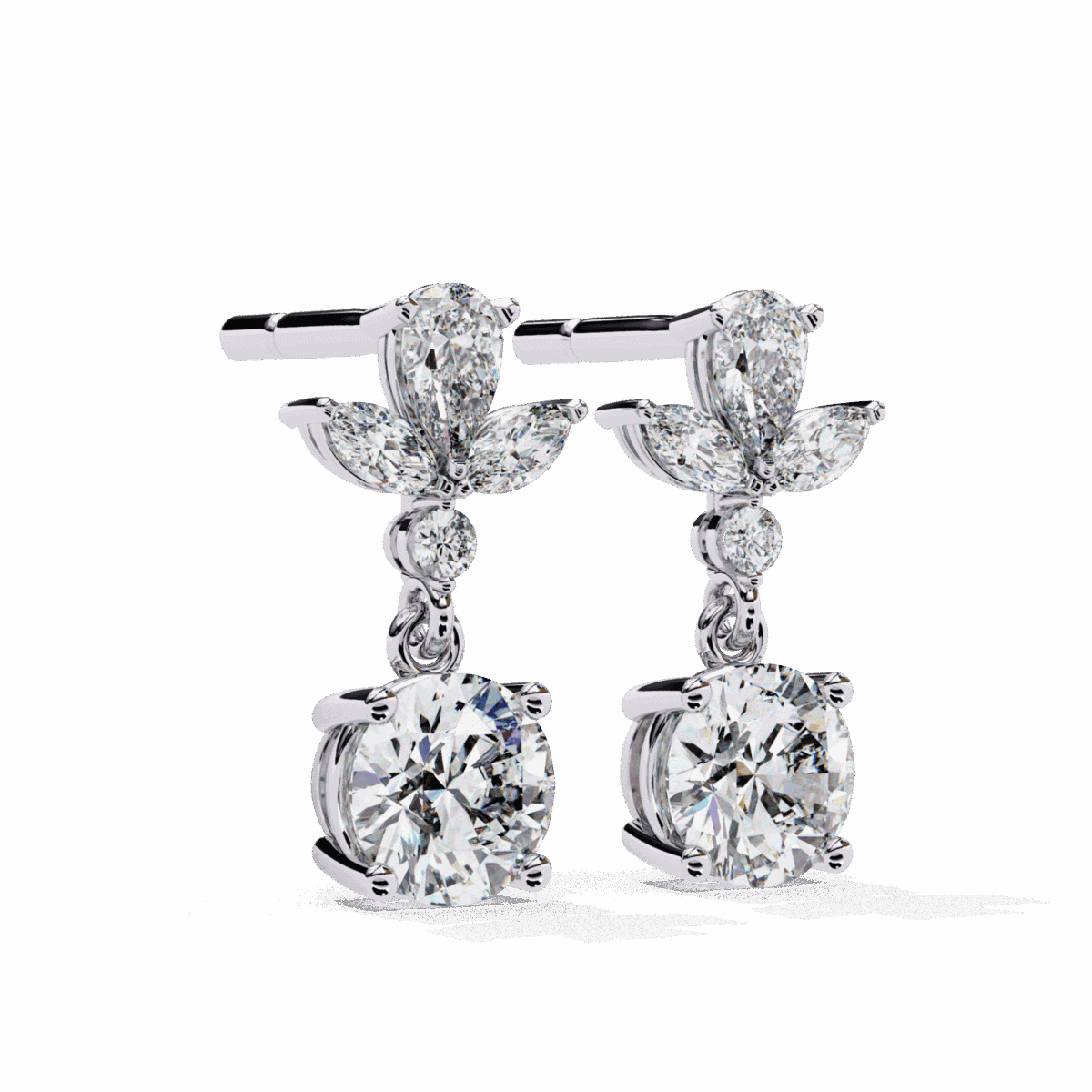 1.25 Carat Radiant Marquise & Pear Diamond Dangle Earrings  Image 6