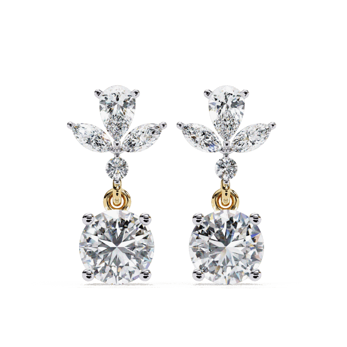 1.25 Carat Radiant Marquise & Pear Diamond Dangle Earrings  Image 8