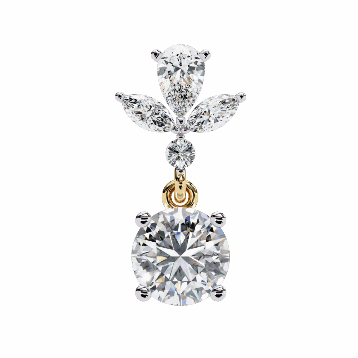 1.25 Carat Radiant Marquise & Pear Diamond Dangle Earrings  Image 10