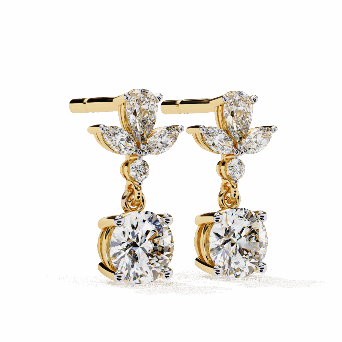 1.25 Carat Radiant Marquise & Pear Diamond Dangle Earrings  Image 13