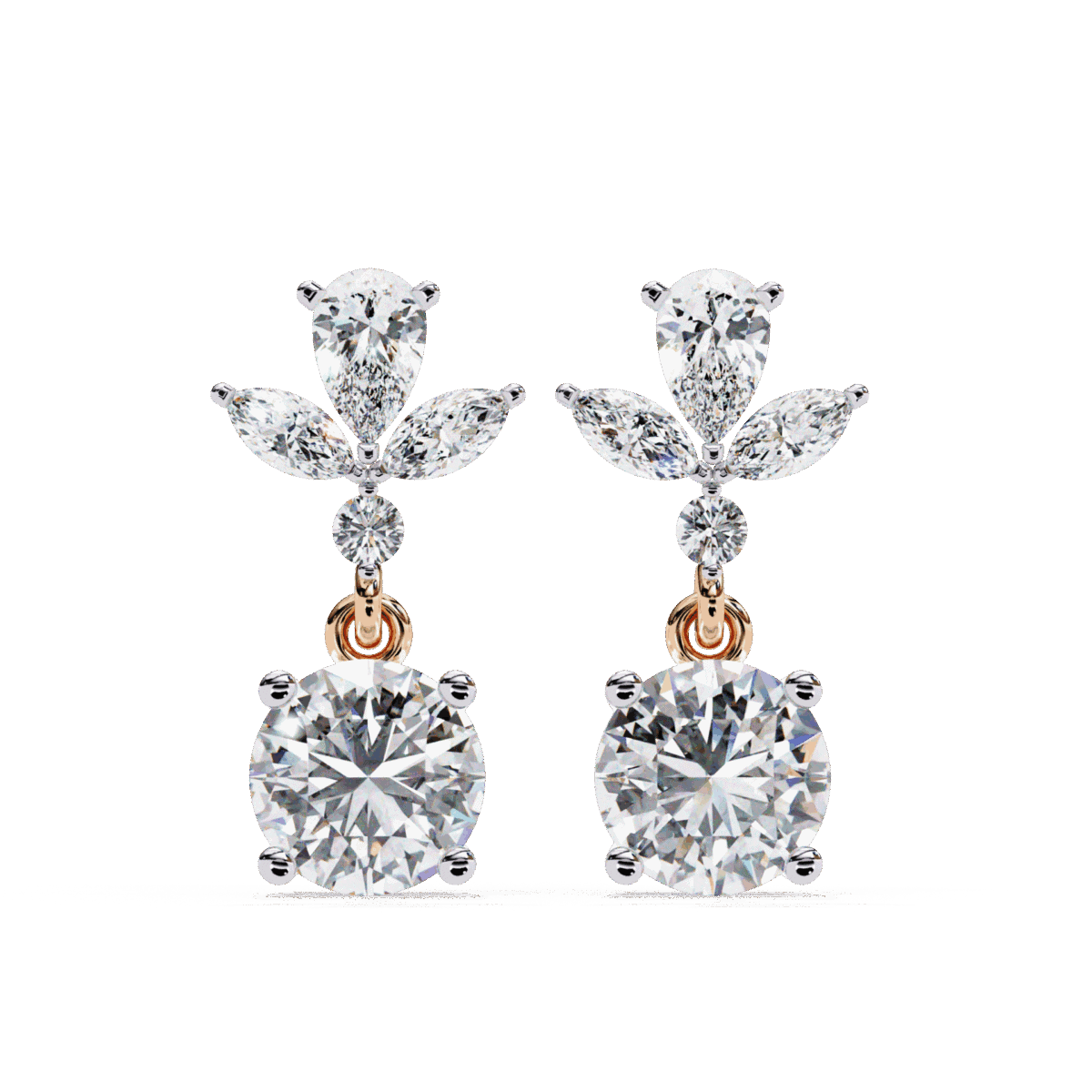 1.25 Carat Radiant Marquise & Pear Diamond Dangle Earrings  Image 15