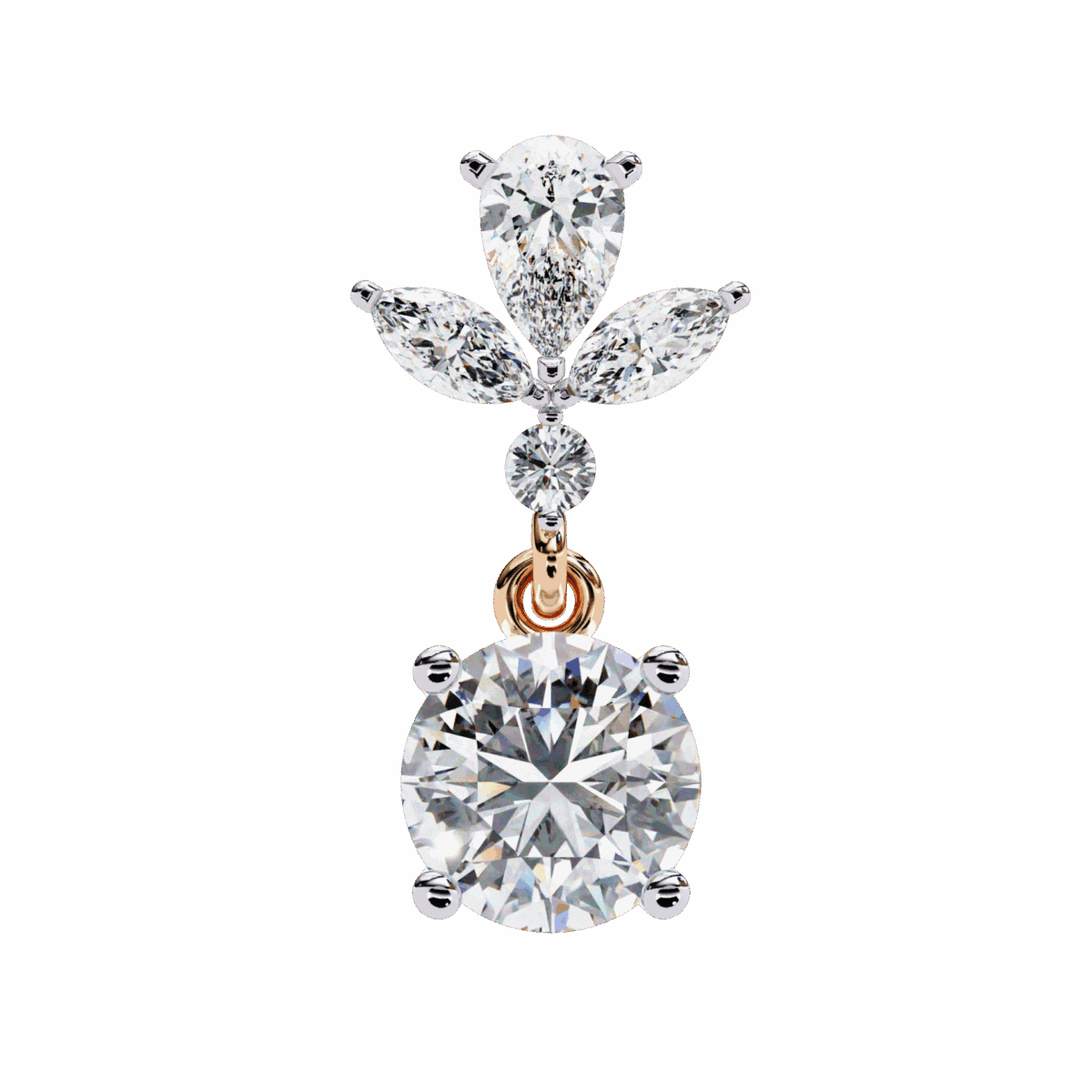 1.25 Carat Radiant Marquise & Pear Diamond Dangle Earrings  Image 17
