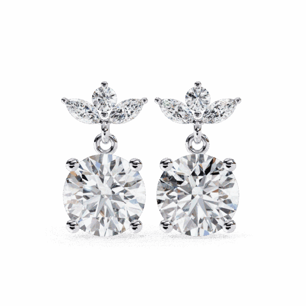 2 Carat Grace Marquise & Round Diamond Dangle Earrings