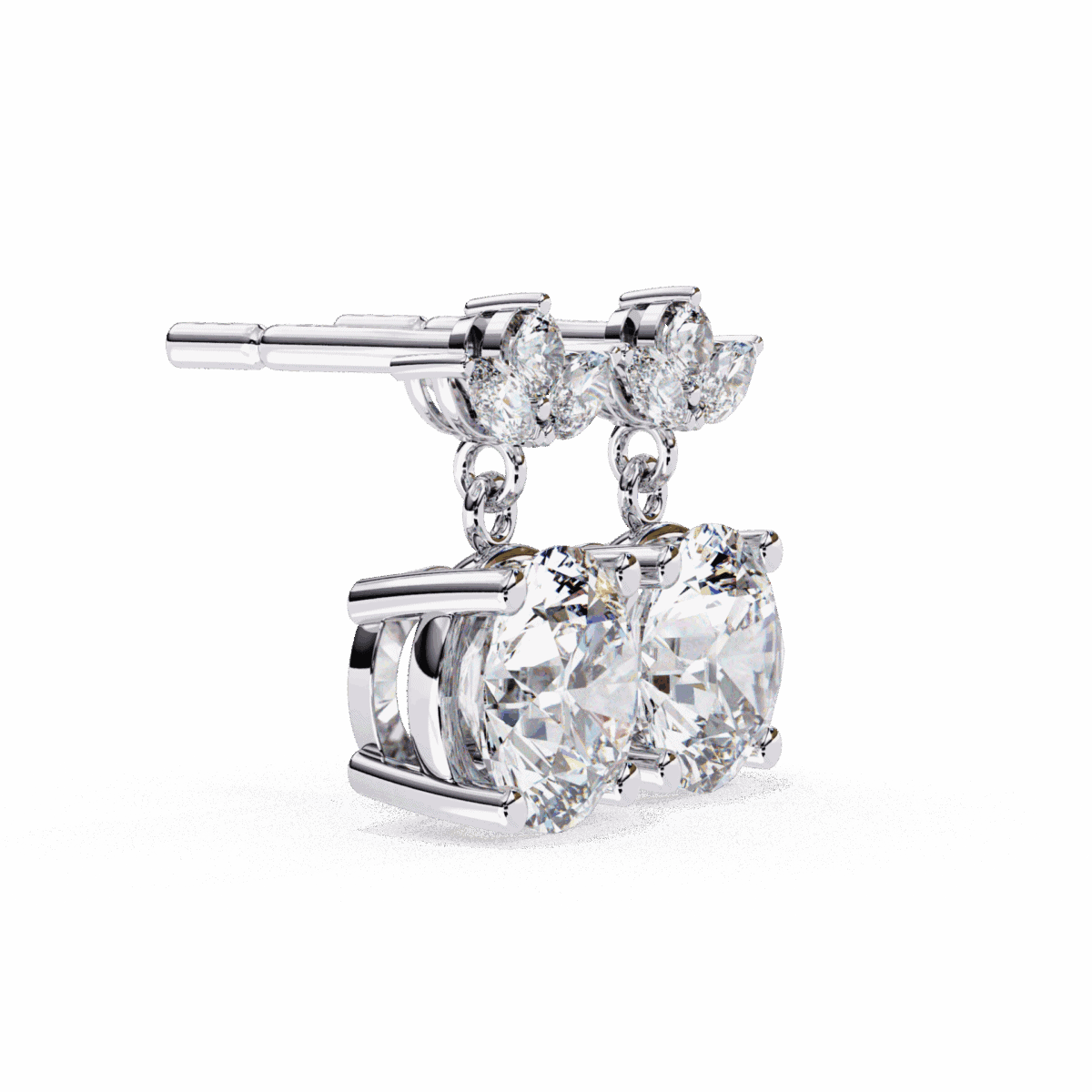 2 Carat Grace Marquise & Round Diamond Dangle Earrings  Image 6