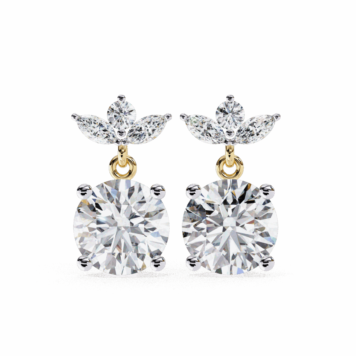 2 Carat Grace Marquise & Round Diamond Dangle Earrings  Image 8