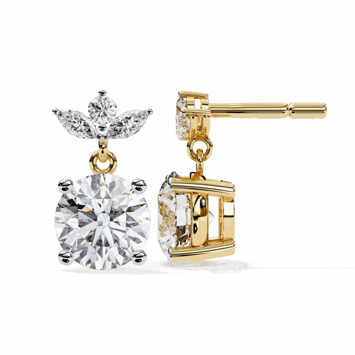 2 Carat Grace Marquise & Round Diamond Dangle Earrings  Image 14