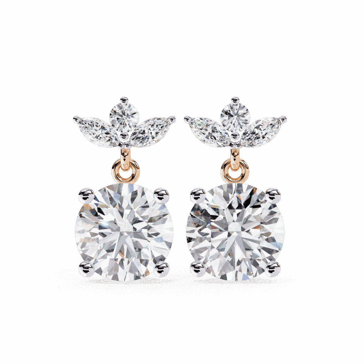 2 Carat Grace Marquise & Round Diamond Dangle Earrings  Image 15